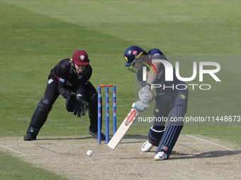 Haydon Mustard is batting during the Metro Bank One Day Cup match between Durham County Cricket Club and Somerset at the Seat Unique Riversi...