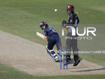 Haydon Mustard is batting during the Metro Bank One Day Cup match between Durham County Cricket Club and Somerset at the Seat Unique Riversi...