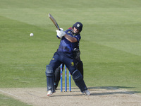 Durham's Scott Borthwick is hitting into the leg side during the Metro Bank One Day Cup match between Durham County Cricket Club and Somerse...