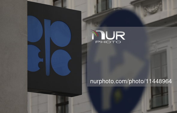 The logo of the Organization of the Petroleoum Exporting Countries (OPEC) is seen outside of OPEC's headquarters in Vienna. Austria, Thursda...