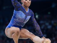 Simone Biles of Team United States competes on the balance beam during the Artistic Gymnastics Women's All-Around Final on day six of the Ol...