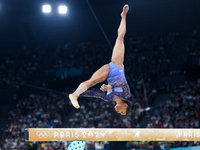 Simone Biles of Team United States competes on the balance beam during the Artistic Gymnastics Women's All-Around Final on day six of the Ol...