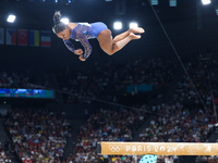 Simone Biles of Team United States competes on the balance beam during the Artistic Gymnastics Women's All-Around Final on day six of the Ol...