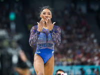 Simone Biles of Team United States competes on the balance beam during the Artistic Gymnastics Women's All-Around Final on day six of the Ol...