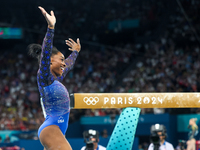 Simone Biles of Team United States competes on the balance beam during the Artistic Gymnastics Women's All-Around Final on day six of the Ol...