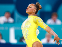 Rebeca Andrade of Team Brazil competes in the floor exercise during   the Artistic Gymnastics Women's All-Around Final on day six of the Oly...