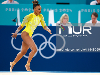 Rebeca Andrade of Team Brazil competes in the floor exercise during   the Artistic Gymnastics Women's All-Around Final on day six of the Oly...