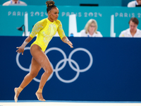 Rebeca Andrade of Team Brazil competes in the floor exercise during   the Artistic Gymnastics Women's All-Around Final on day six of the Oly...