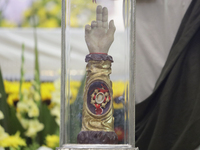 People are viewing the relics of Saint Jude Thaddeus at the Church of San Hipolito in Mexico City, Mexico, on August 1, 2024 where dozens of...