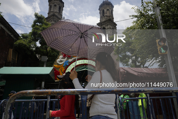 Dozens of people are attending the Church of San Hipolito in Mexico City, Mexico, on August 1, 2024 to see the relics of Saint Jude Thaddeus...