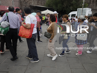 Dozens of people are attending the Church of San Hipolito in Mexico City, Mexico, on August 1, 2024 to see the relics of Saint Jude Thaddeus...