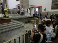 Dozens of people are attending the Church of San Hipolito in Mexico City, Mexico, on August 1, 2024 to see the relics of Saint Jude Thaddeus...