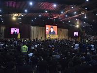 Hezbollah fighters and mourners are attending the funeral ceremony of slain top commander Fuad Shukr in Beirut's southern suburbs, on August...