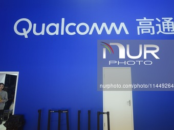 A photo is showing the Qualcomm booth at the 2023 CIIE in Shanghai, China, on November 6, 2023. (