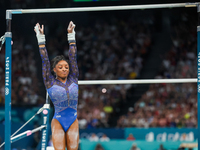 Simone Biles of United States performing on the Uneven Bars during  the Artistic Gymnastics Women's All-Around Final on day six of the Olymp...