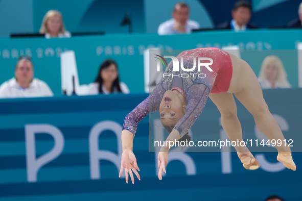  Sunisa Lee of USA competes during the women's Artistic Gymnastics All-Around Final - on the Floor Exercise on day six of the Olympic Games...