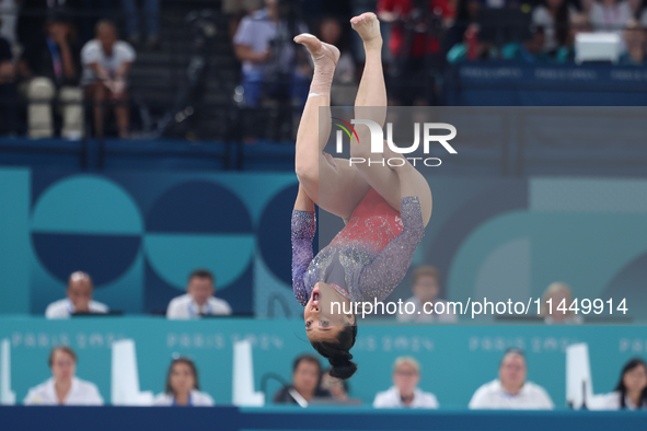  Sunisa Lee of USA competes during the women's Artistic Gymnastics All-Around Final - on the Floor Exercise on day six of the Olympic Games...