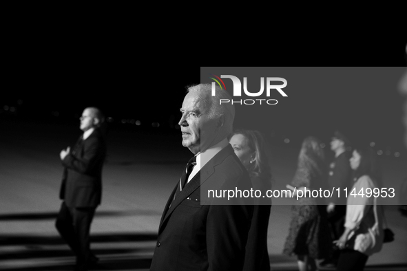 (EDITOR'S NOTE: Image was converted to black and white) U.S. President Joe Biden after freed prisoners Paul Whelan, Evan Gershkovich and Als...