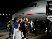 Freed prisoner Evan Gershkovich walks off a plane after he arrived at Joint Base Andrews on August 1, 2024 at Joint Base Andrews, Maryland....