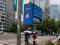 The temperature is displaying 39 Celsius in Shanghai, China, on August 2, 2024, as high temperatures are persisting for upcoming days in Sha...