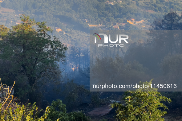 A Fire Brigade fire engine and another rescue vehicle are being seriously damaged by flames during operations to extinguish a large fire tha...