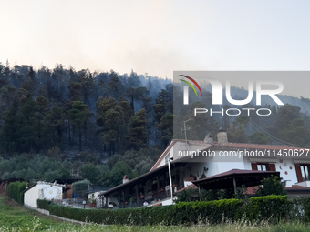 A Fire Brigade fire engine and another rescue vehicle are being seriously damaged by flames during operations to extinguish a large fire tha...