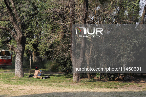 People are taking the opportunity to lie out in the sun during the afternoon in Buenos Aires, Argentina, on August 2, 2024. 