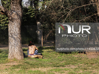 People are taking the opportunity to lie out in the sun during the afternoon in Buenos Aires, Argentina, on August 2, 2024. (