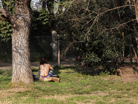 People are taking the opportunity to lie out in the sun during the afternoon in Buenos Aires, Argentina, on August 2, 2024. (