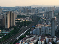 A bullet train is running in Jiujiang, China, on August 1, 2024. (