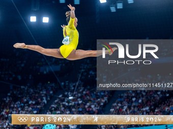 Rebeca Andrade of Team Brazil competes during the women's Artistic Gymnastics All-Around Final - on Balance Beam on Day 6 of the Olympic Gam...