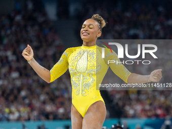 Rebeca Andrade of Team Brazil competes during the women's Artistic Gymnastics All-Around Final - on Balance Beam on Day 6 of the Olympic Gam...