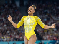 Rebeca Andrade of Team Brazil competes during the women's Artistic Gymnastics All-Around Final - on Balance Beam on Day 6 of the Olympic Gam...