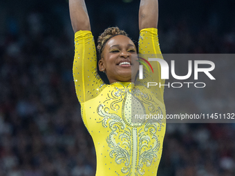 Rebeca Andrade of Team Brazil competes during the women's Artistic Gymnastics All-Around Final - on Balance Beam on Day 6 of the Olympic Gam...