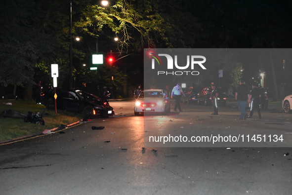 One person is dying and one person is being critically injured in a vehicle collision in Bronx, New York, United States, on August 3, 2024....