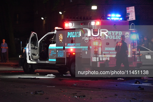 One person is dying and one person is being critically injured in a vehicle collision in Bronx, New York, United States, on August 3, 2024....