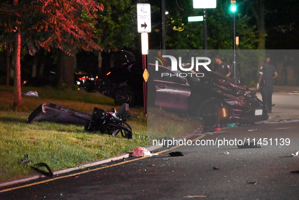 One person is dying and one person is being critically injured in a vehicle collision in Bronx, New York, United States, on August 3, 2024....