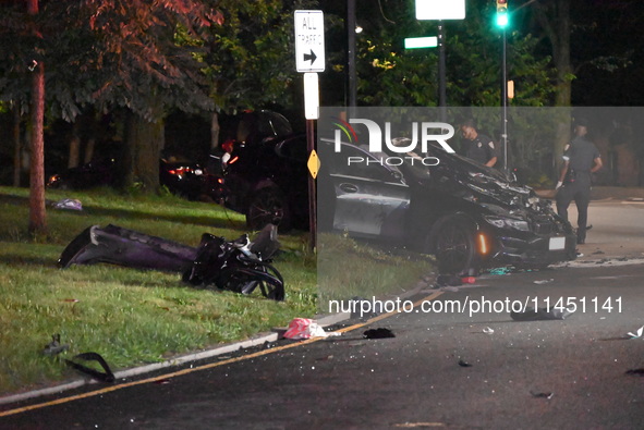 One person is dying and one person is being critically injured in a vehicle collision in Bronx, New York, United States, on August 3, 2024....