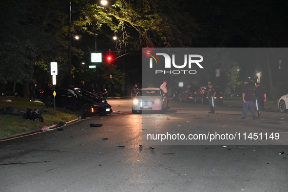 One person is dying and one person is being critically injured in a vehicle collision in Bronx, New York, United States, on August 3, 2024....