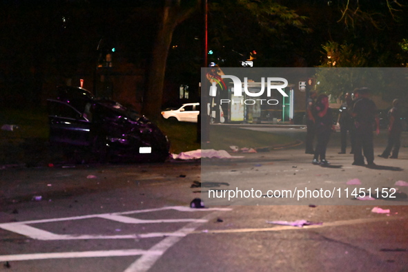 One person is dying and one person is being critically injured in a vehicle collision in Bronx, New York, United States, on August 3, 2024....