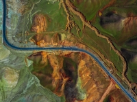 An aerial photo is showing 147 county roads among mountains in Changji Hui Autonomous Prefecture in Xinjiang province, China, on May 3, 2024...