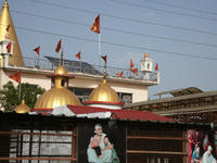 A small temple is being dedicated to Sai Baba in Dhampur, Uttarakhand, India, on April 19, 2024. (