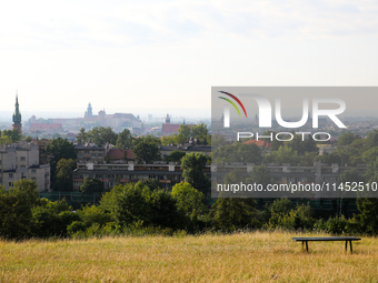 View of the city from the Krakus Mound in Krakow, Poland, on August 1, 2024. (