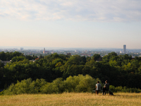 View of the city from the Krakus Mound in Krakow, Poland, on August 1, 2024. (