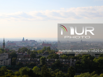 View of the city from the Krakus Mound in Krakow, Poland, on August 1, 2024. (