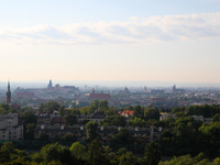 View of the city from the Krakus Mound in Krakow, Poland, on August 1, 2024. (