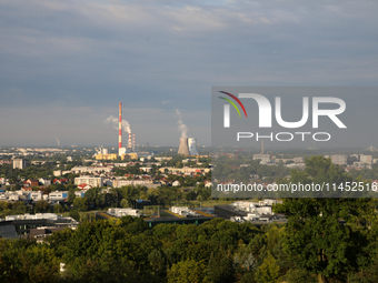 View of the city from the Krakus Mound in Krakow, Poland, on August 1, 2024. (