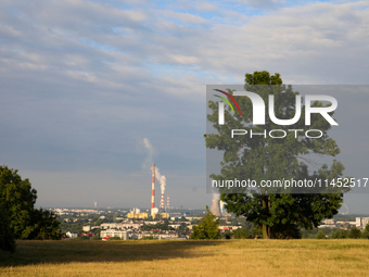 View of the city from the Krakus Mound in Krakow, Poland, on August 1, 2024. (