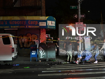 Five people are being injured in a stabbing attack as a result of a dispute at 100th Street and 37th Avenue in Queens, New York, United Stat...