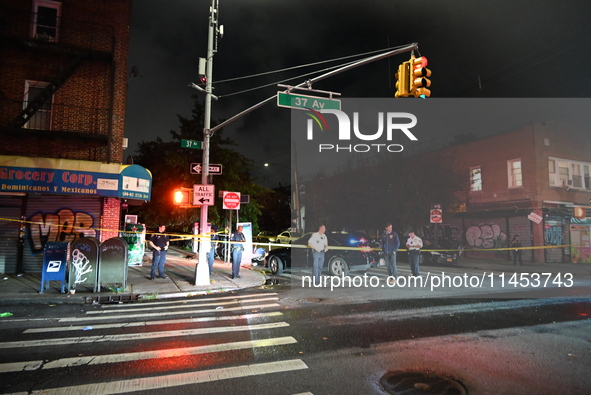 Five people are being injured in a stabbing attack as a result of a dispute at 100th Street and 37th Avenue in Queens, New York, United Stat...